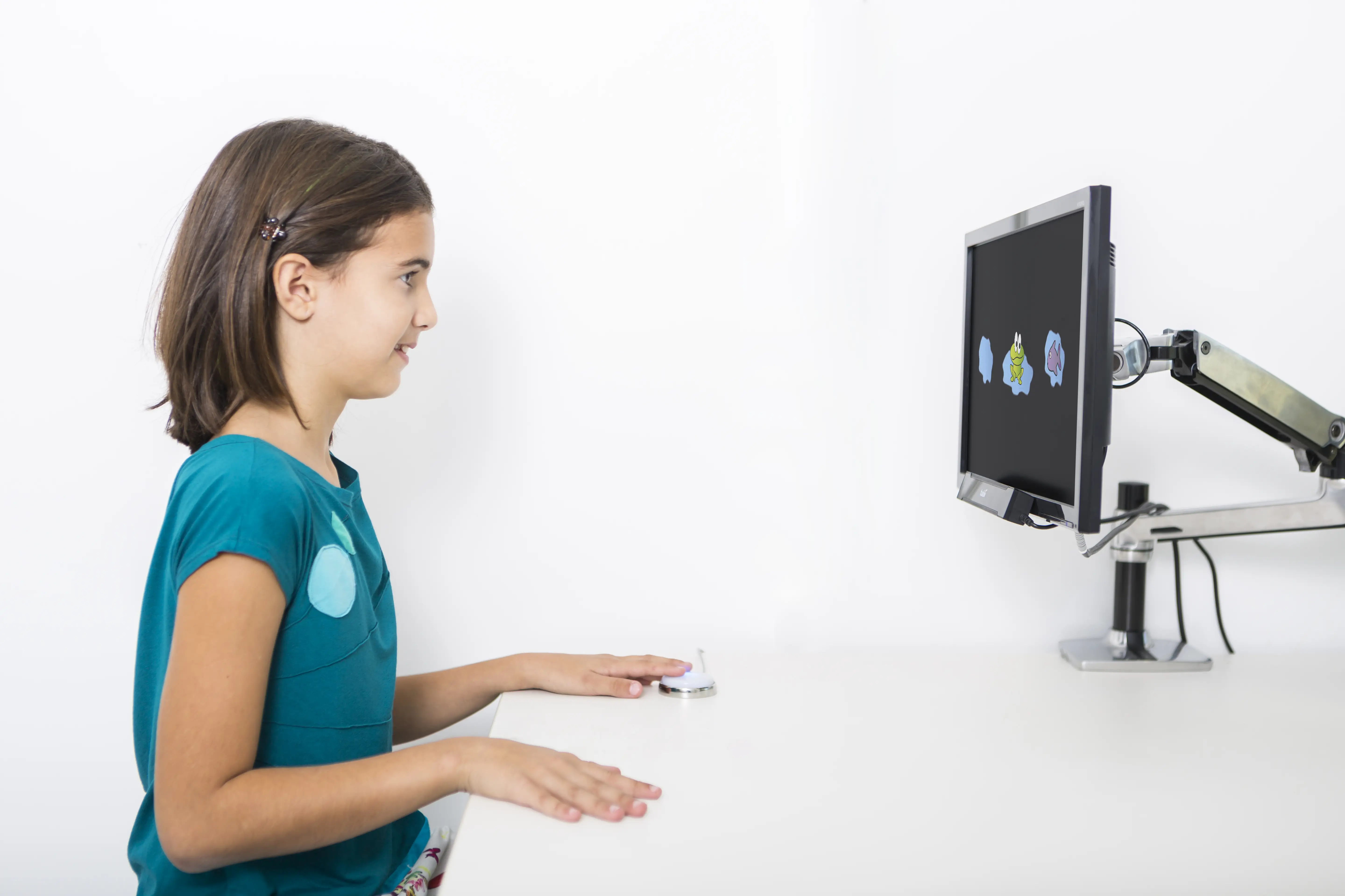 Scientist analysing digital data with high-tech blue-toned medical interface